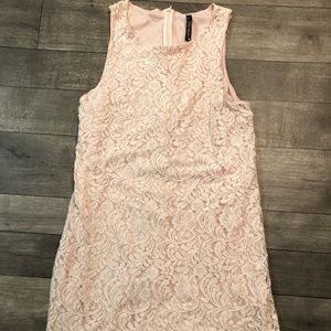 Light pink knee length lace dress